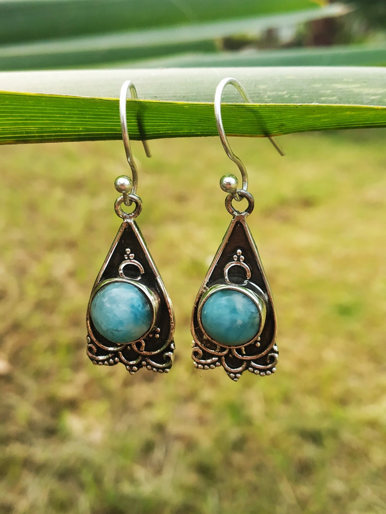 Larimar Earrings 925 silver earrings Dangle earrings image 0