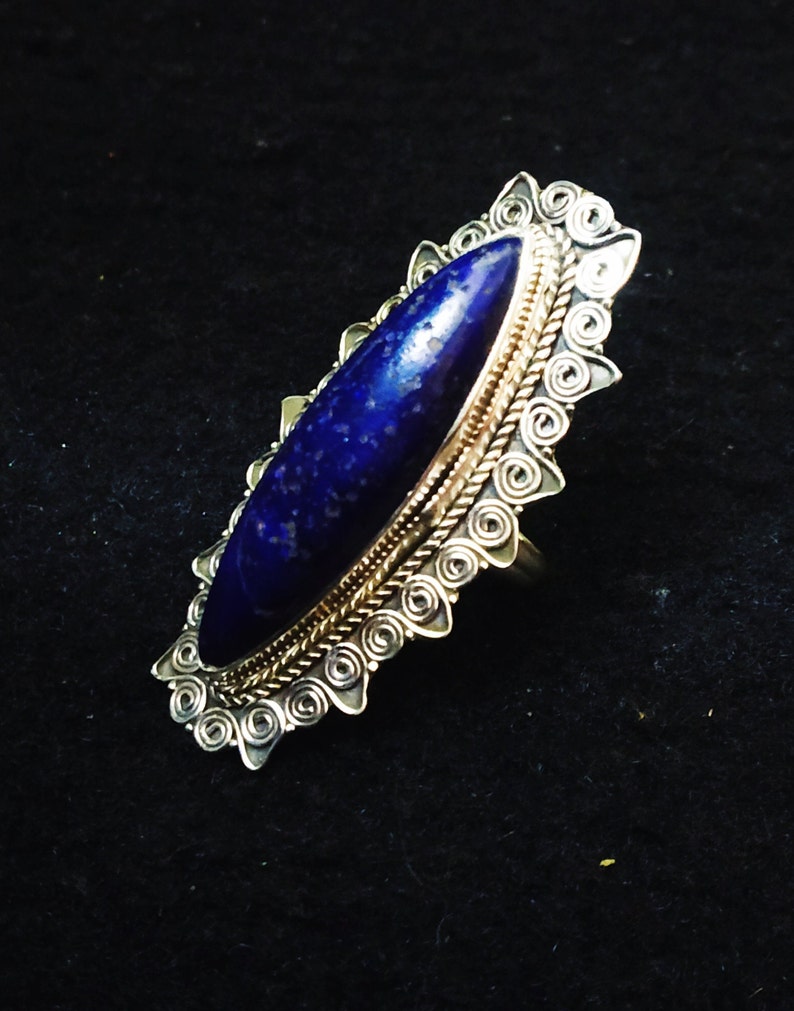 Lapis Lazuli Ring 92.5% Solid Silver ring 40x10 mm stone image 5