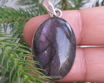 Purple Labradorite Pendant: Sterling Silver Boho Necklace