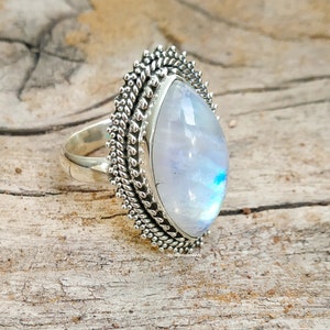 Moonstone Ring, 92.5% Silver Ring, Marquise Stone Ring, Handmade Ring ...
