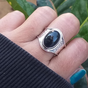 Lapis Ring, 92.5% silver ring, Best Gifts for Mom, Golden Flakes Stone ring, Best Gifts Forever, Mother's Day Gifts, Hammered Silver Ring