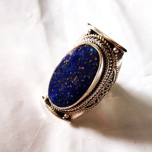 Lapis Ring, 925% silver ring, Big stone ring, nepalese tibetan jewelry, men ring, Ottoman Lapis ring, Blue Stone ring, Artisan Jewelry, Boho