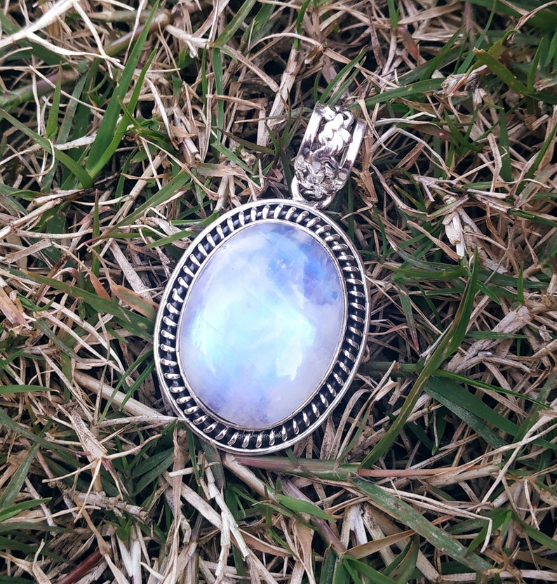 Moonstone Pendant 925 silver pendant June birthstone image 0