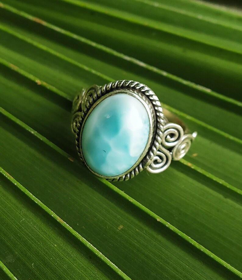 Larimar Ring 92.5% Sterling Silver Ring Dominican Republic image 1