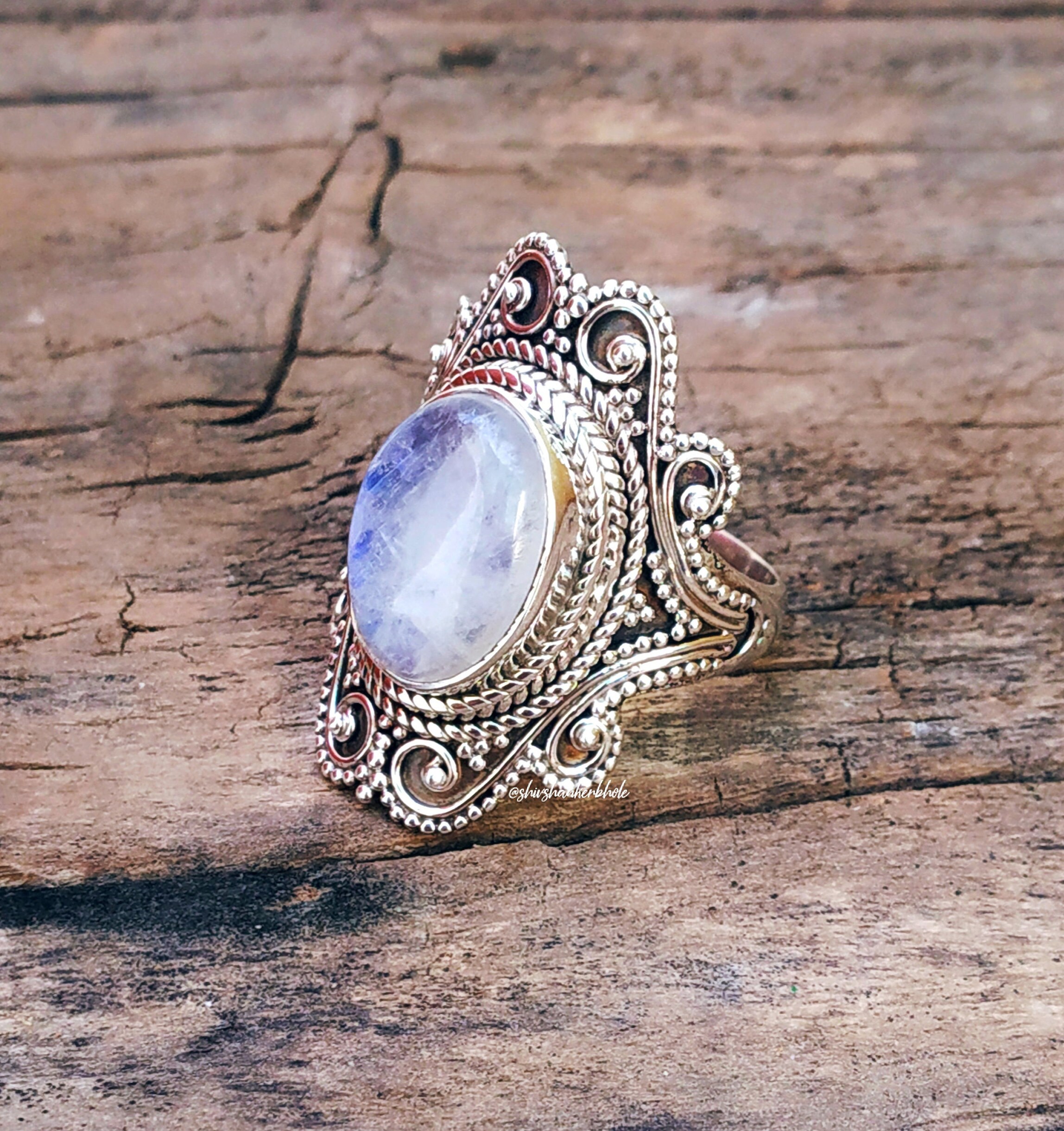 Moonstone Ring 92.5% Silver Ring Statement Ring Oval Stone - Etsy