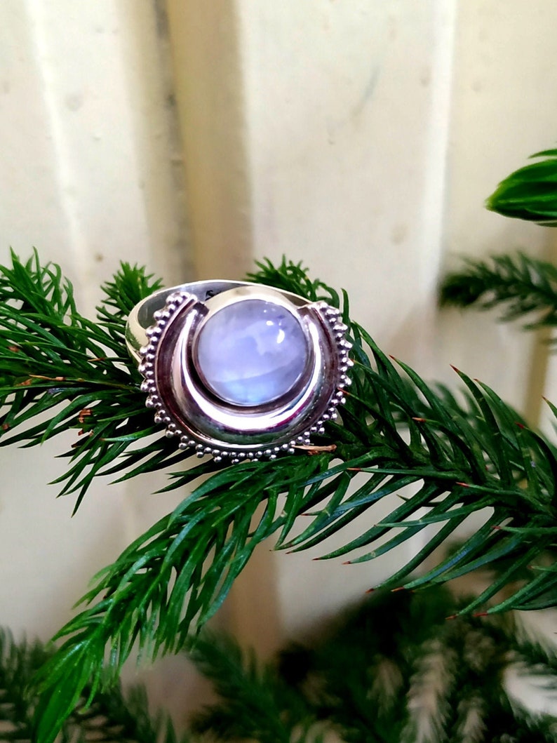 Rainbow Moonstone Ring 925 Sterling Silver June Birthstone image 0