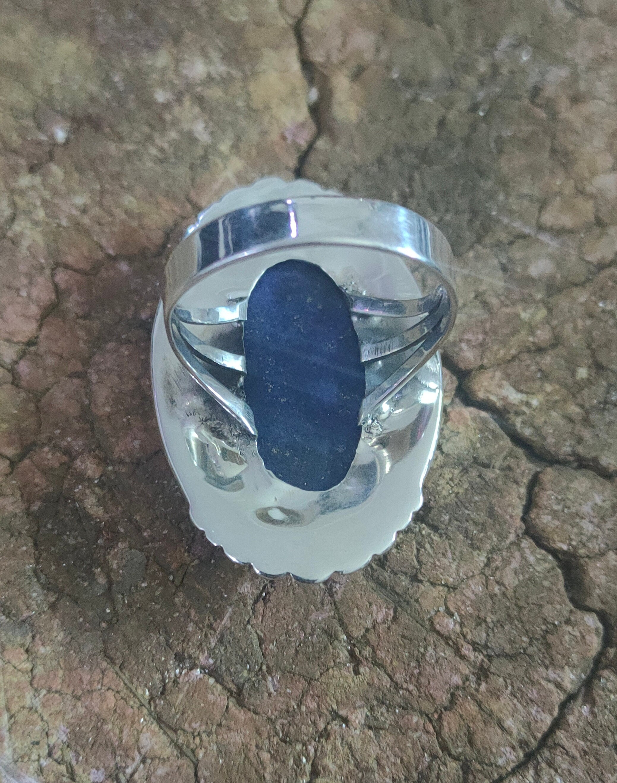 Lapis Lazuli Ring Solid Silver Ring Big Blue Stone Ring - Etsy