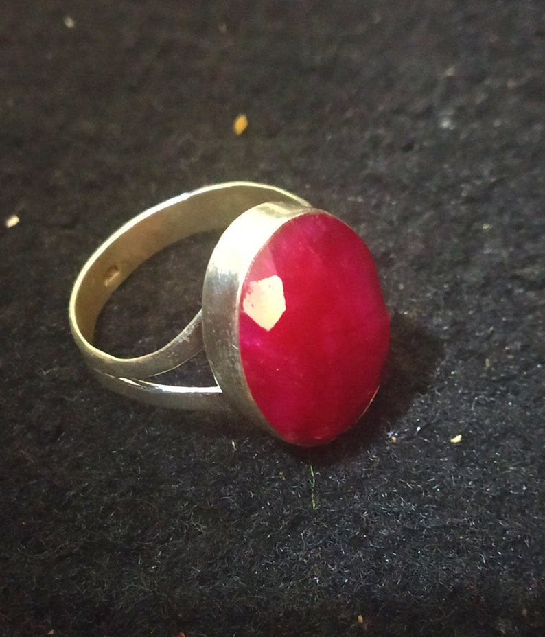 Ruby ring 925% Sterling silver ring Red stone ring July image 0