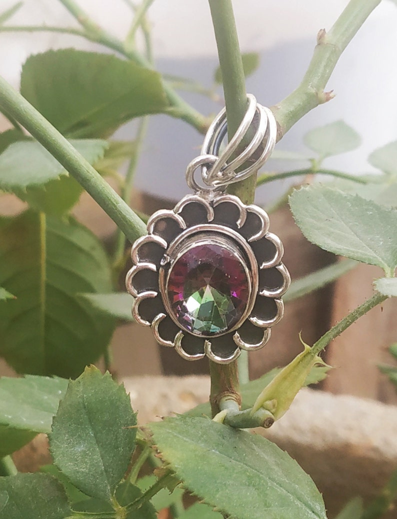 Mystic Topaz Pendant Solid 925 Silver pendant Rainbow Topaz image 7