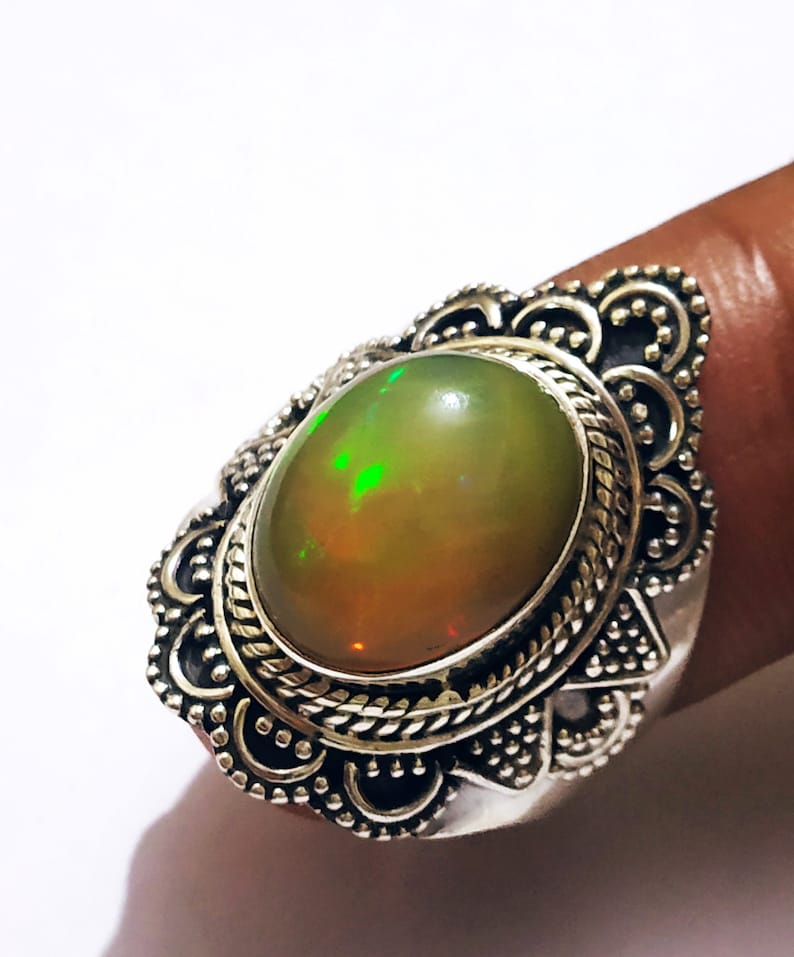 Natural Ethiopian opal ring 925% Solid silver ring Ethiopian image 7