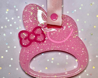Kawaii Melody Bunny Custom Resin Tsurikawa Glittery JDM Car Handle Ring