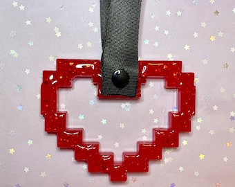 Pixel Heart Custom Resin Tsurikawa Glittery JDM Car Handle Ring