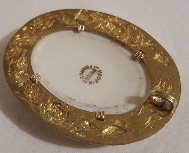Rare 2.25 Limoges Necklace Pendant in Unusual Gold Metal Etsy