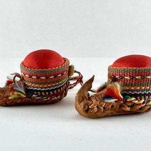 Vintage Leather Moccasin Pin Cushion - Moccasin Shoe Pin Cushions - Serbian Moccasin