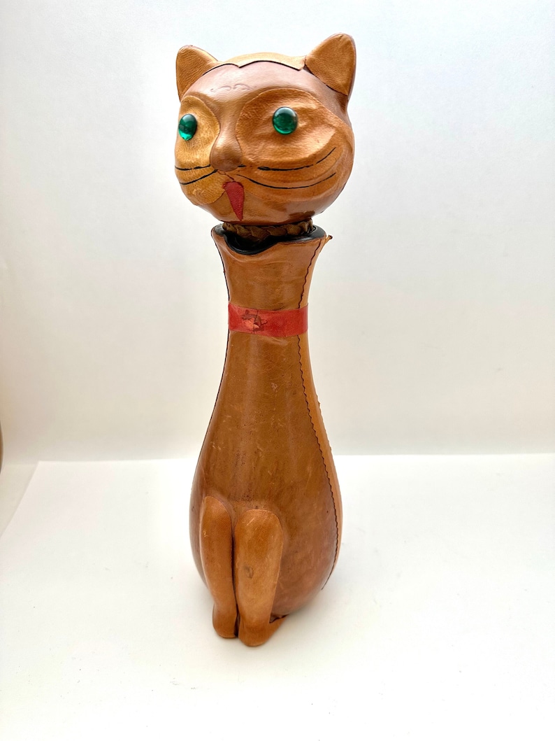 Vintage Italian Leather Cat Decanter Cat Decanter Decanter Etsy