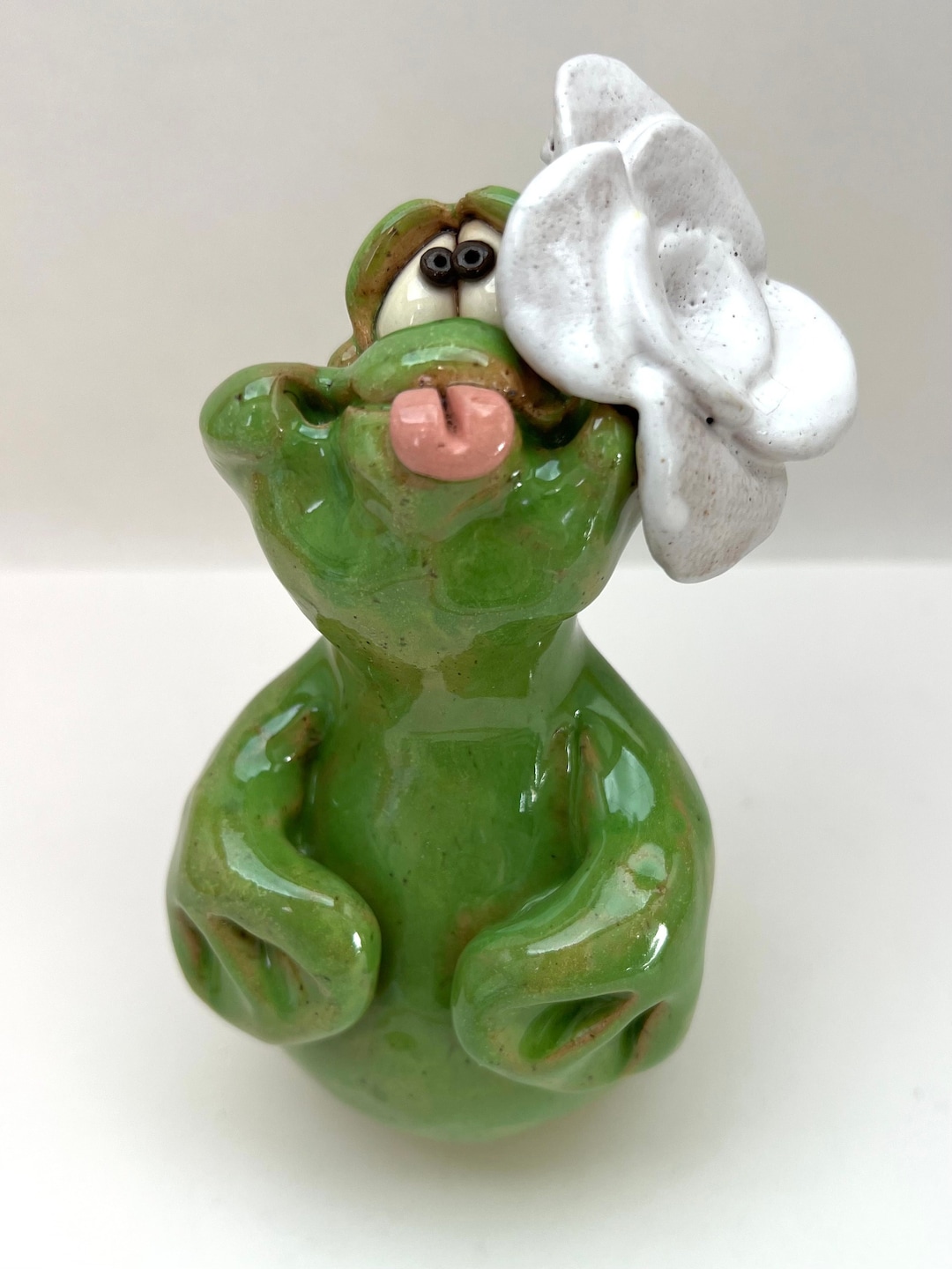 Studio Art Pottery Frog Figurine Cute Frog Figurine Funny Frog Figurine
