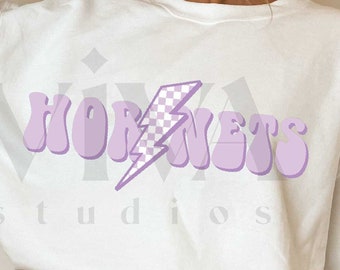 Trendy Pastel Thunderbolt Hornets Mascot, Sublimation PNG, Clipart, Instant Download