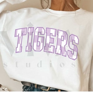 Trendy Pastel Checkerboard Tigers Mascot, Sport PNG, Sublimation PNG, Clipart, Instant Download