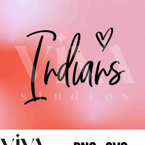 Indians Handwritten Heart SVG | Sport Mascot svg | Instant Download SVG and PNG File