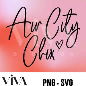 Air City Chix Handwritten Heart SVG | Sport Mascot svg | Instant Download SVG and PNG File