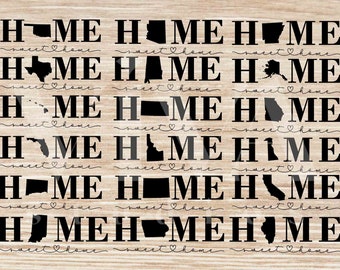 50 States Home Sweet Home SVG Bundle, Home Sweet Home Cutting File, State Bundle SVG File, Instant Download SVG File