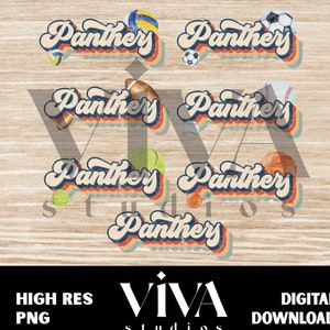 Panthers PNG, Bobcats Clipart, Vintage Sport Bundle, Baseball, Volleyball, Softball, Football, Soccer, Basketball, Instant Download