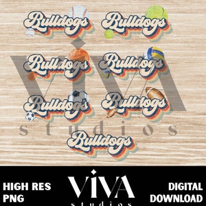 Bulldogs PNG, Bobcats Clipart, Vintage Sport Bundle, Baseball, Volleyball, Softball, Football, Soccer, Basketball, Instant Download