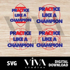 Übung wie ein Champion SVG | Softball/Fussball/Basketball/Fussball SVG, Sofort Download SVG Datei