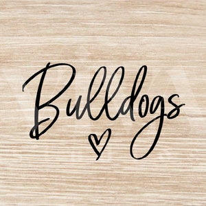 Bulldogs Handwritten Heart SVG | Sport Mascot svg | Instant Download SVG and PNG File