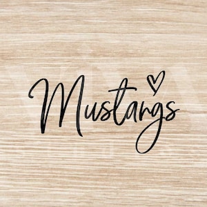 Mustangs Handwritten Heart | Sport Mascot SVG | Instant Download SVG and PNG File