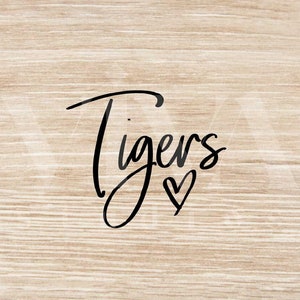 Tigers Handwritten Heart SVG | Sport Mascot svg | Instant Download SVG and PNG File