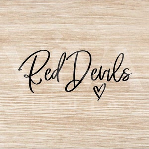 Red Devils Handwritten Heart SVG / Sport Mascot svg / Instant Download SVG and PNG File
