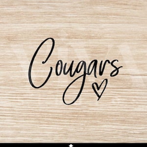 Cougars Handwritten Heart SVG | Sport Mascot svg | Instant Download SVG and PNG File