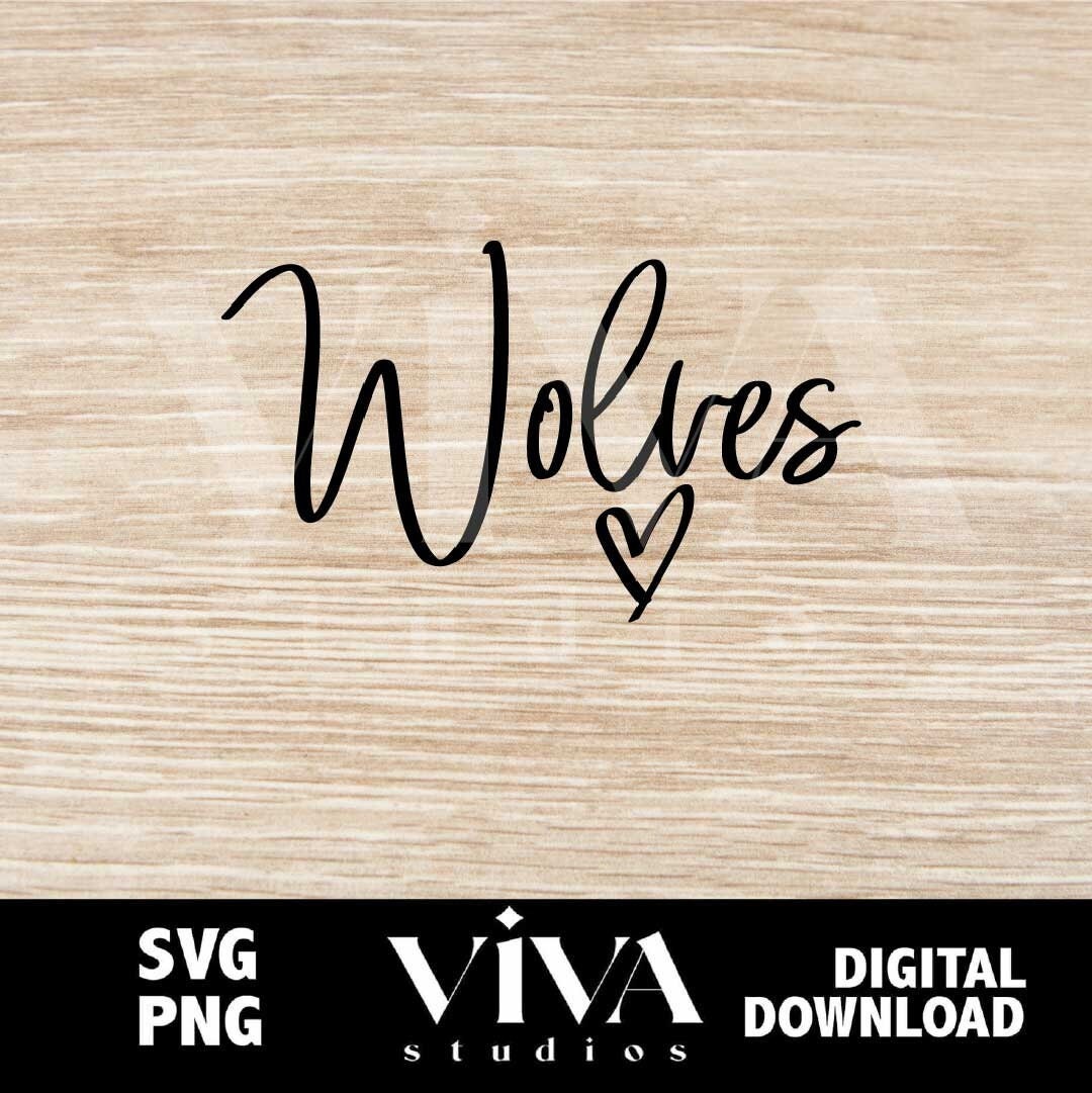 Wolves Handwritten Heart SVG | Sport Mascot | Instant Download SVG and ...