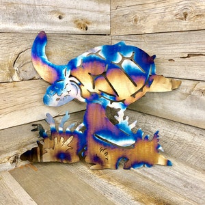 Œuvre d&#39;art en métal tortue de mer