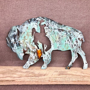 Buffalo with Wyo bucking horse