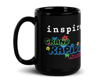 inspire Grand Rapids Colorful Black Glossy Mug