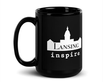 inspire Lansing Black Glossy Mug
