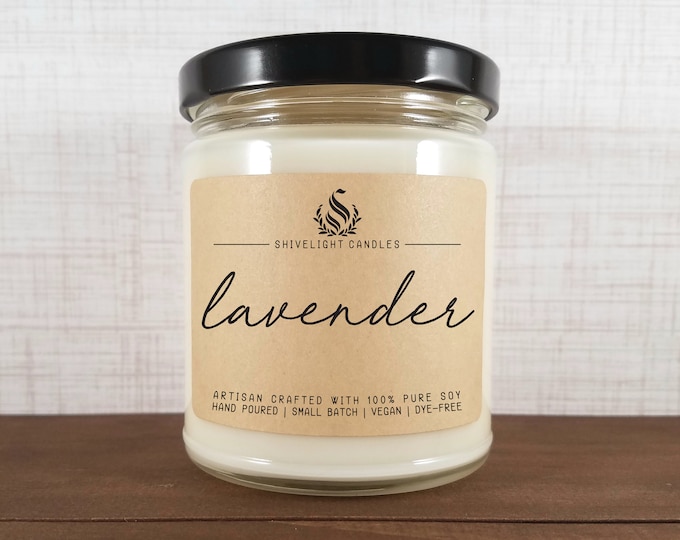 LAVENDER | 9 oz Soy Candle | Lavender Candle | Lavender Scent | Relaxing Candle | Calming Candle | Stress Relief Candle | Herb Candle