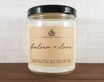BALSAM & CLOVE | 9 oz Soy Candle | Evergreen Candle | Christmas Candle | Holiday Candle | Winter Candle | Cozy Candle | Pine Scented Candle