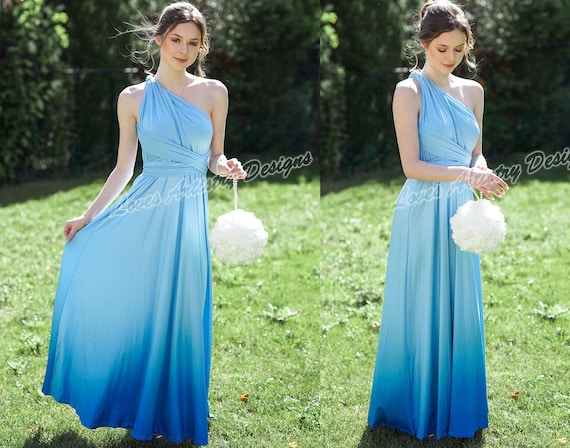 blue ombre bridesmaid dresses