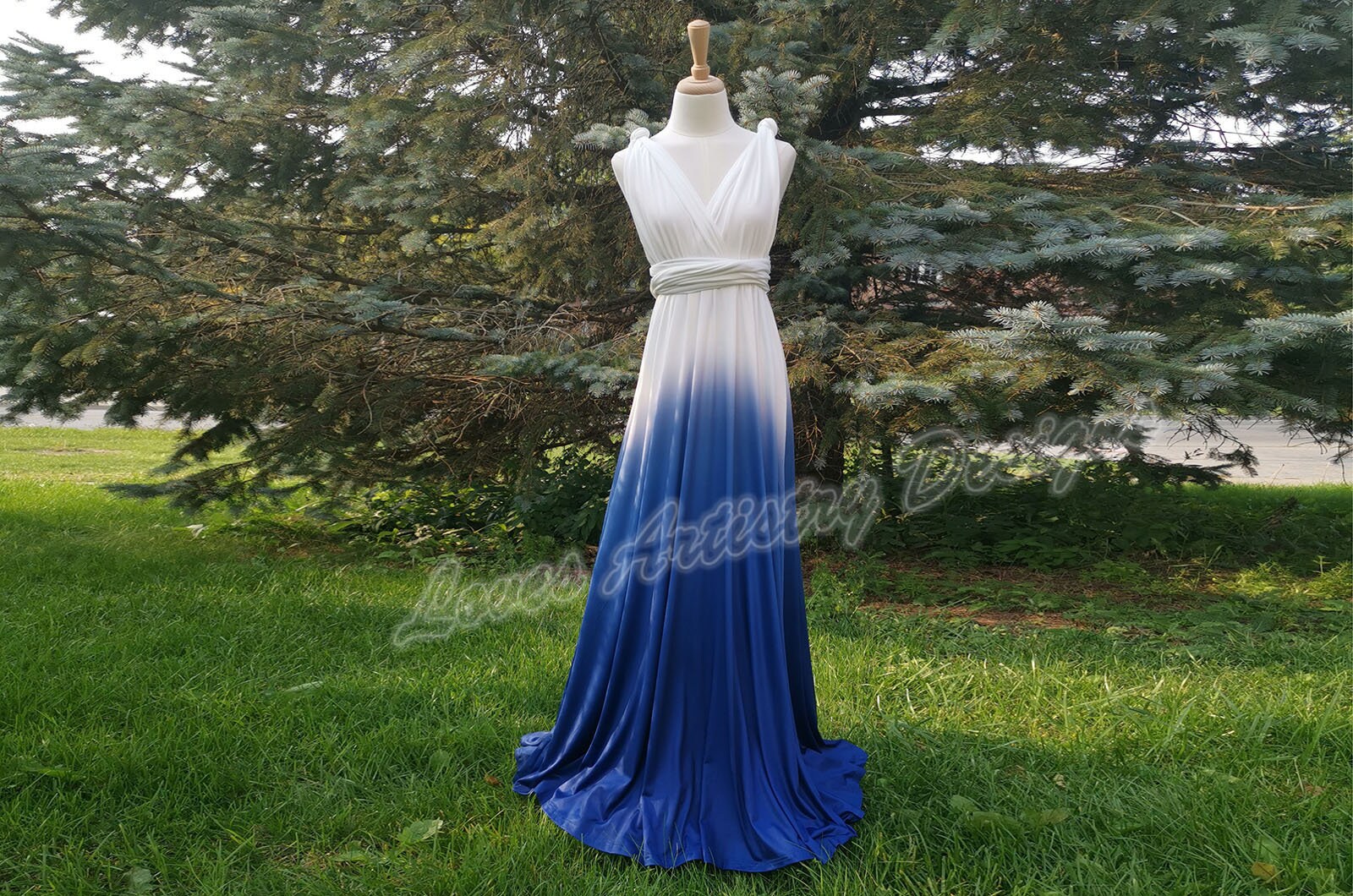 royal blue ombre bridesmaid dress