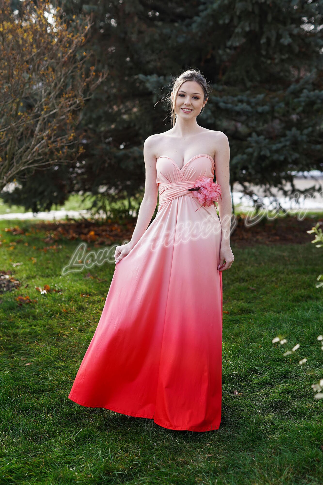 Ombre Bridesmaid Dress Pink coral Infinity Bridesmaid Dress Etsy