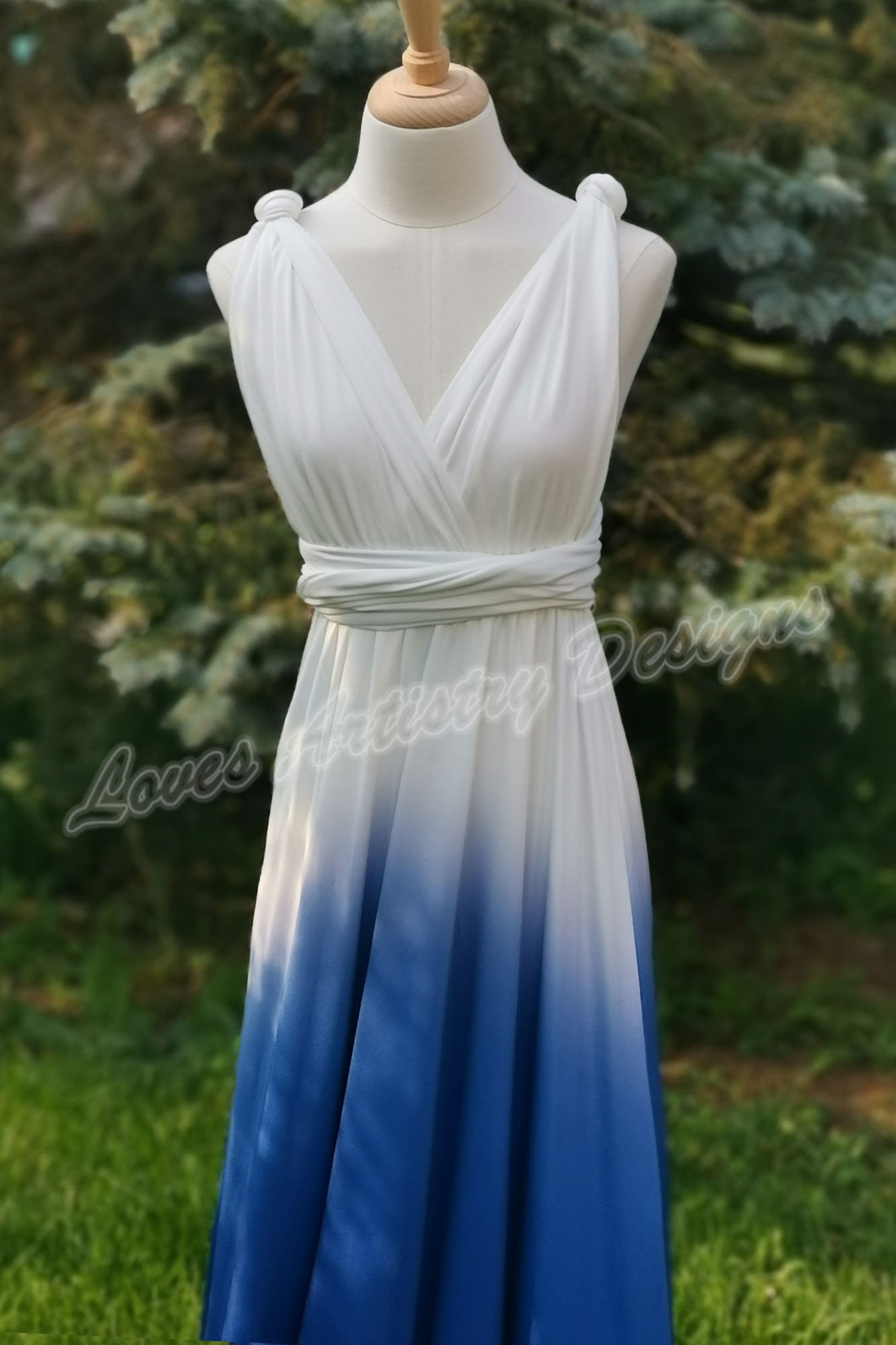 Royal Blue Ombre Bridesmaid Dress White&Blue Infinity | Etsy