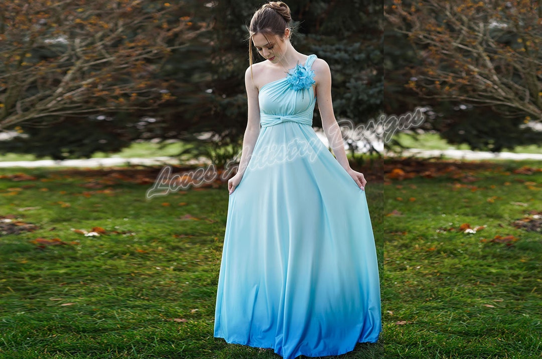 Ombre Bridesmaid Dress Light Blue Infinity Bridesmaid Dress Sky Blue ...