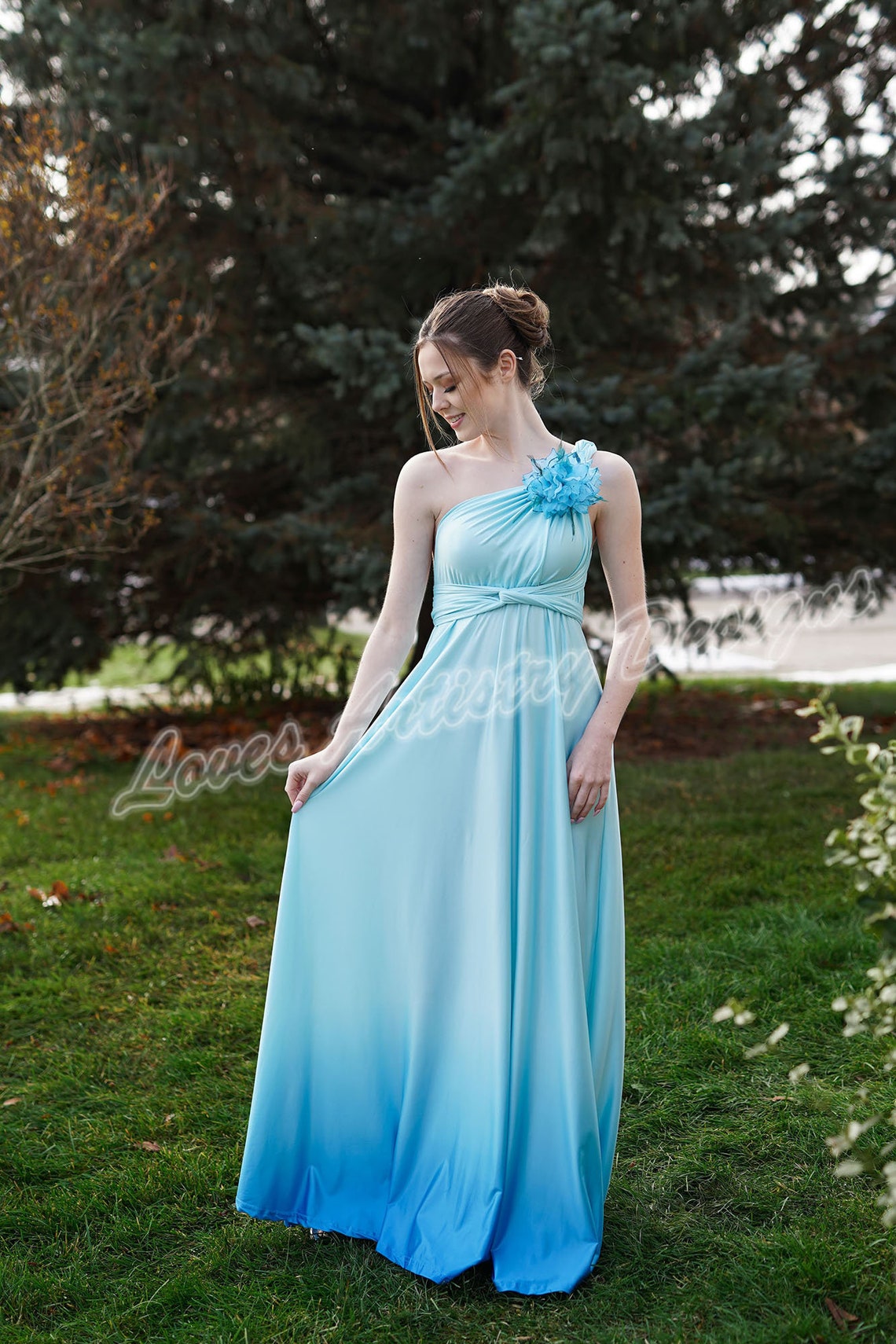 Ombre Bridesmaid Dress Light Blue Infinity Bridesmaid Dress Etsy Canada