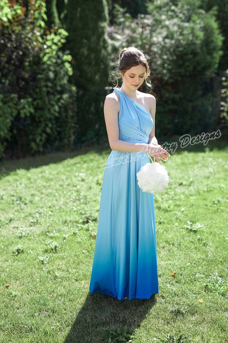 Ombre Bridesmaid Dress in Light Blue Infinity Bridesmaid Dress Multi-way Wrap Dress Convertible Bridesmaid Dress Maternity Dress Party Dress