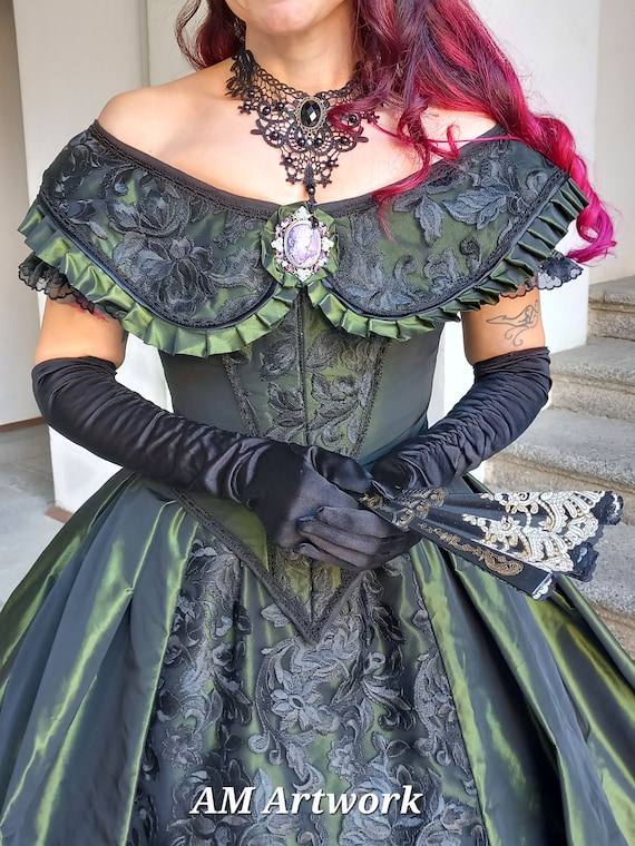 plus size black victorian dress Edwardian Style Gothic Black Long Dress