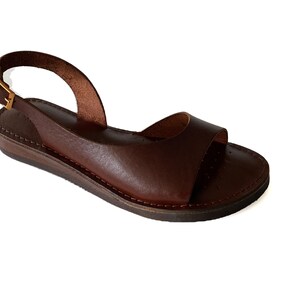 Sandalias de piel para mujer, sandalias cómodas para mujer, sandalias de verano, sandalias ETSY, sandalias de piel auténtica para mujer Marrón