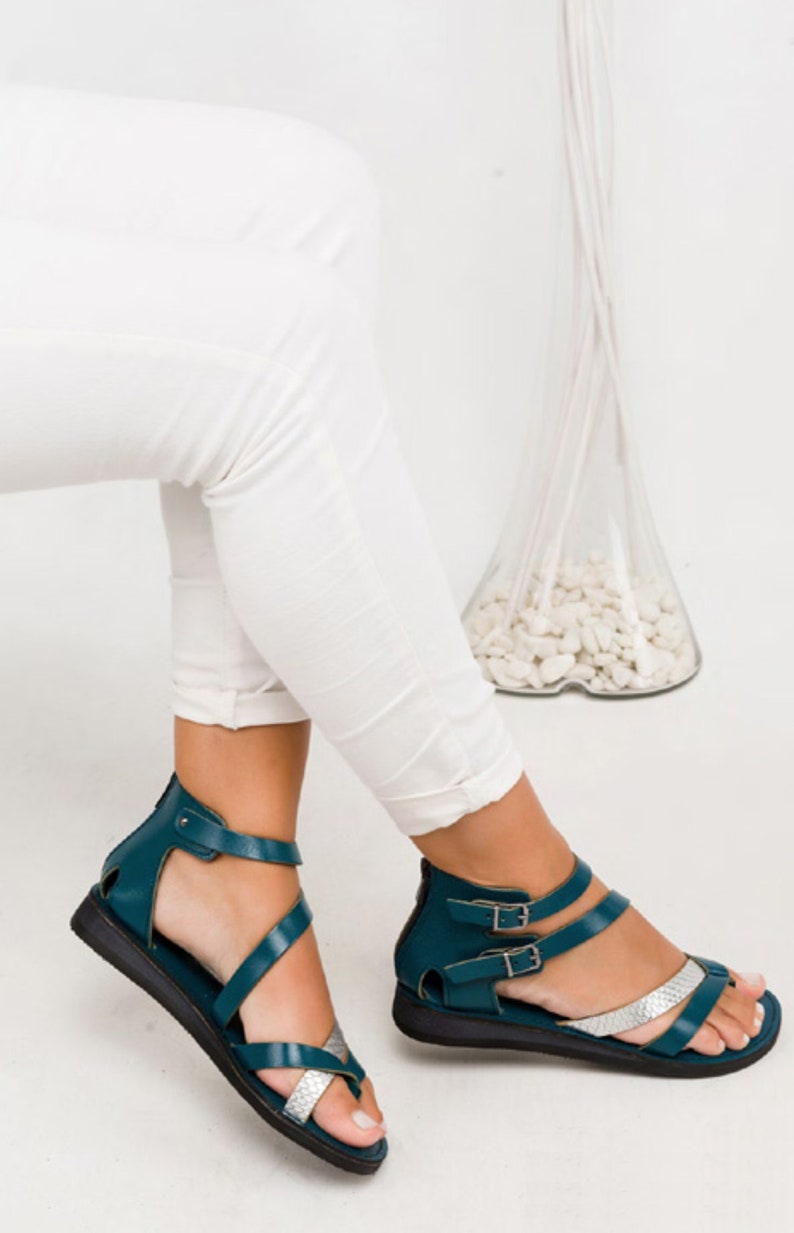 Women leather sandals, women comfortable sandals, summer sandals, ETSY sandals, Genuine Leather Women Sandals Green